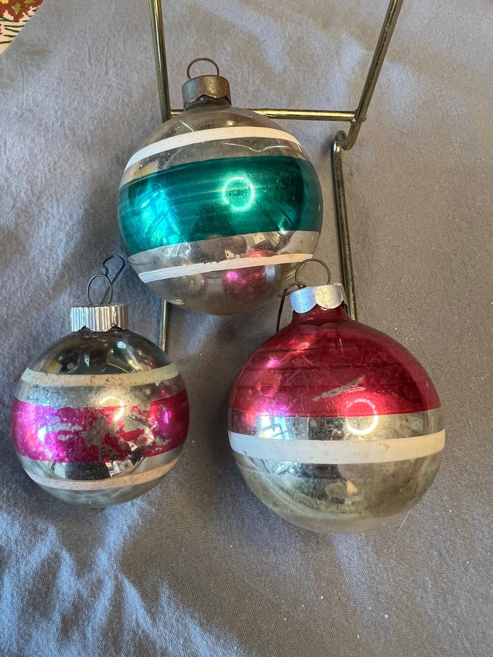 Vintage Striped Christmas Ornaments